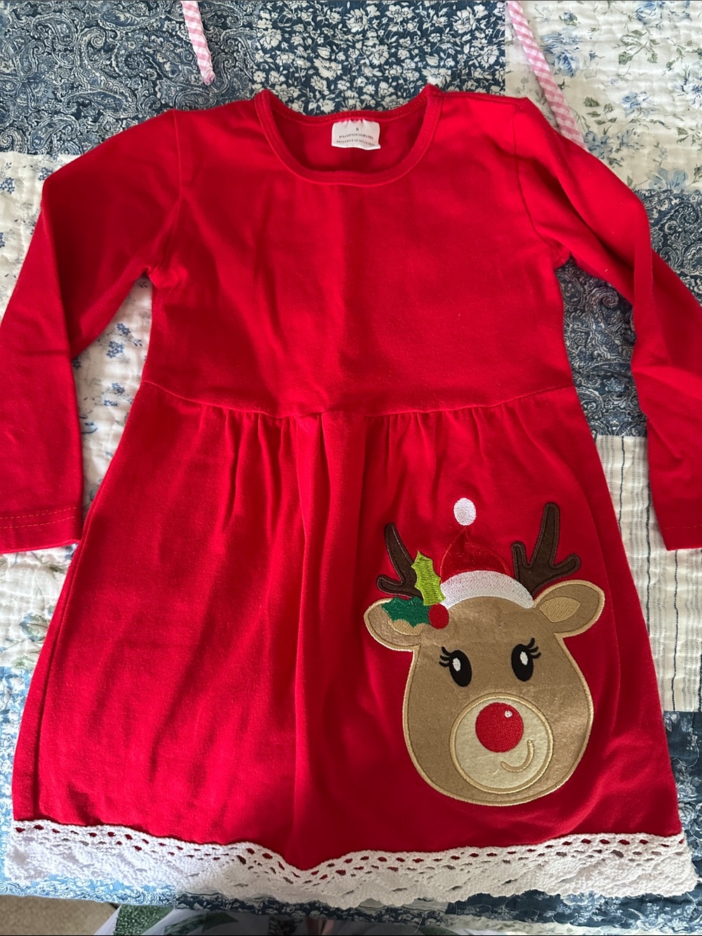 Red Girls Holiday Reindeer Dress